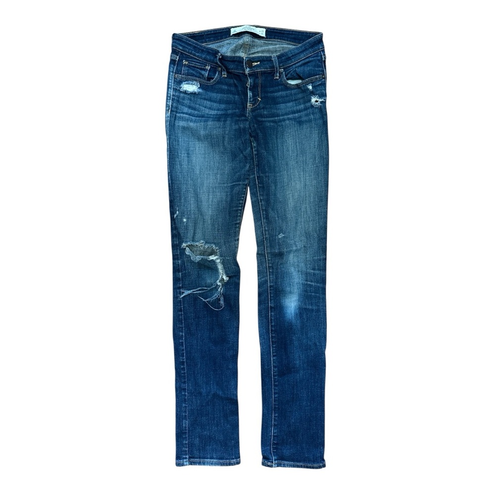 Abercrombie & Fitch Super Skinny Distressed Ripped  Blue Jeans 6 Long